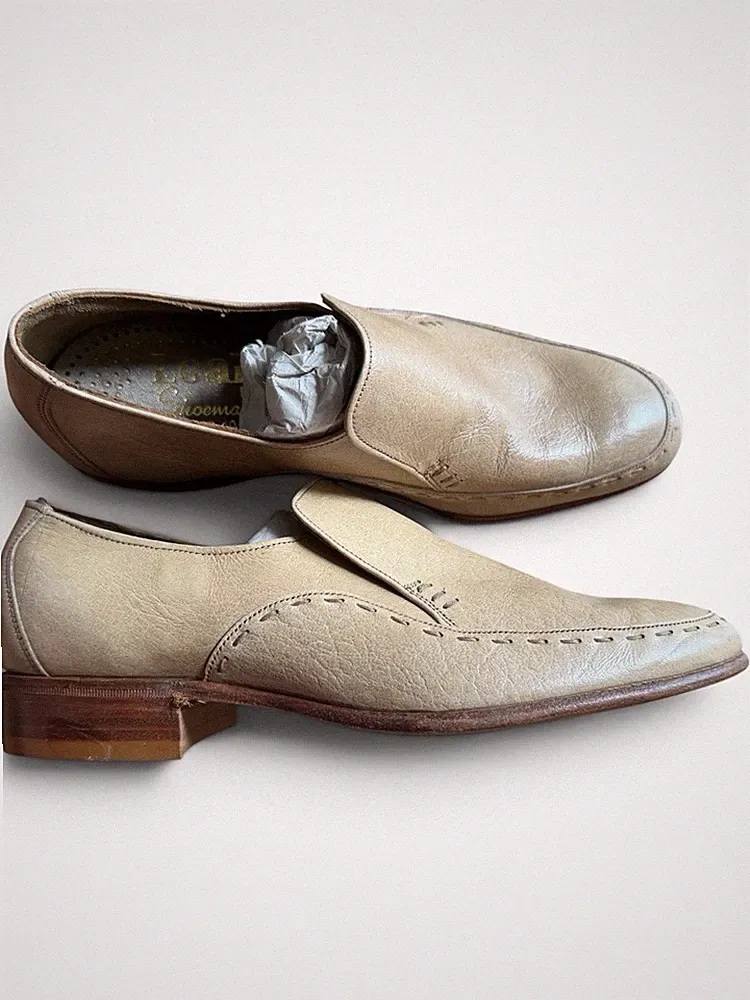 Loake Bros Loafer Otley Putty Herren Slipper England Gr. 6 EE Elfenbein Leder