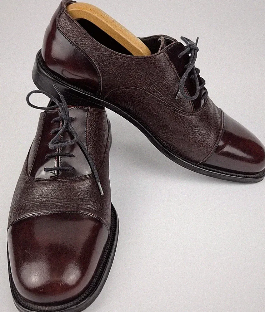 Loake Burgunderrot Leder Oxford Schuhe UK 8,5 Herren Kappe Zehe Formelle Schuhe EL254586VGC