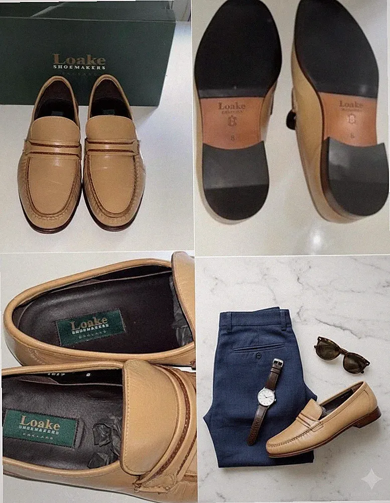 LOAKE England Luxus Loafer Gr. 42 – Hellbraun Kalbsleder NEU & Ungetragen