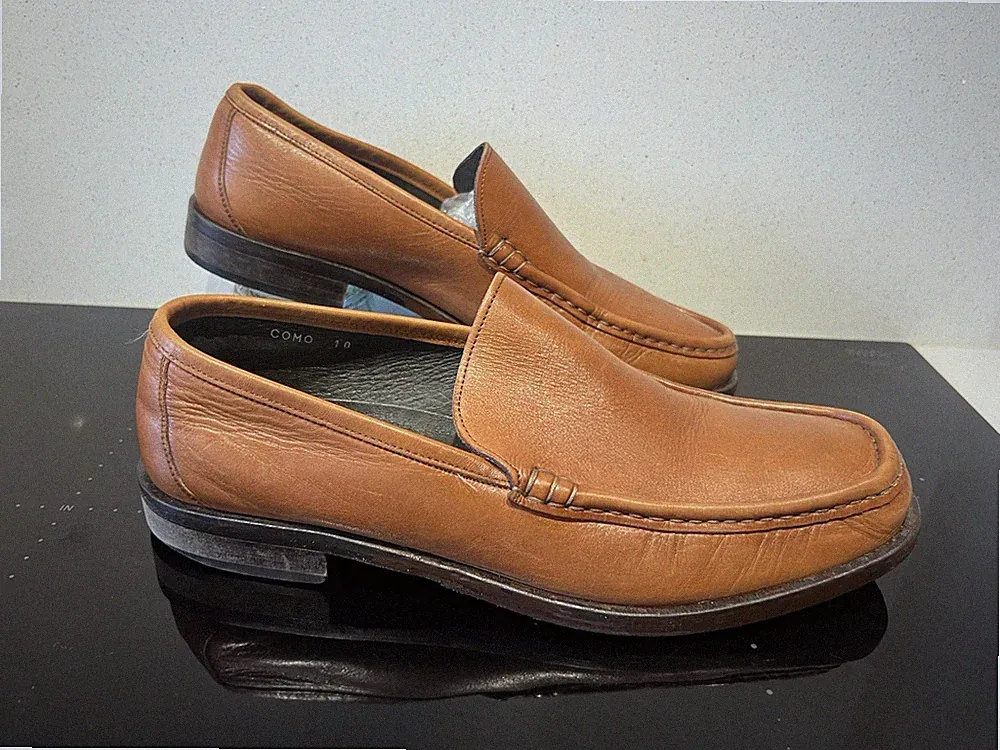 Loake hellbraune Leder Halbschuhe Mokassins Slipper Schuhe Como Herren UK 10