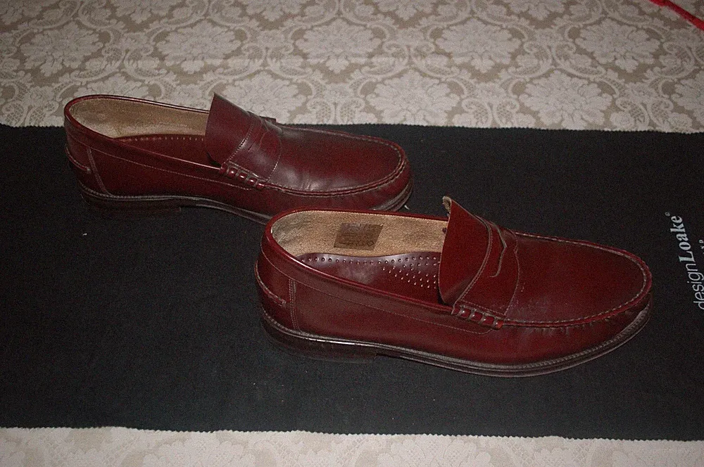 Loake, Herren Halbschuh, Loafer, Burgundy, Leder und Leder, UK 9 Fit F, gebraucht