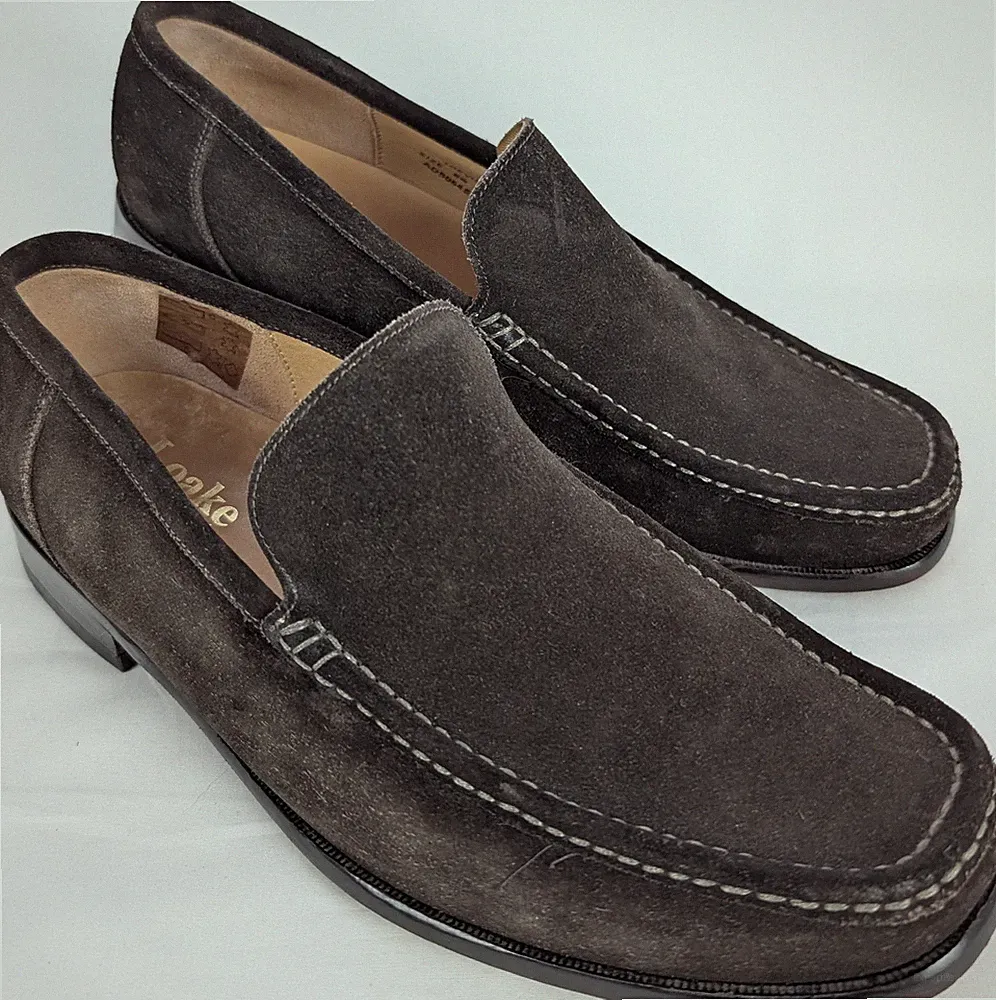 Loake Lifestyle Treviso Braun Wildleder Halbschuhe UK 8,5 G Weite Passform Herren Mokassin