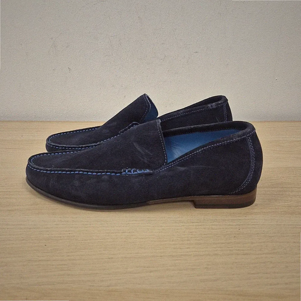 Loake Nicholson blau Wildleder Mokassin Loafer Boot Smart adrette Schuhe Größe 6 F