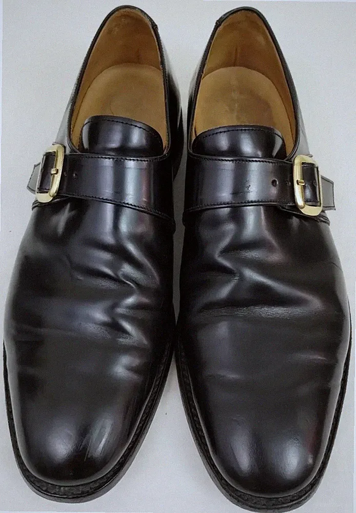 Loake Paisley Mens Black Leather Buckle Monk Strap Slip On Dress Shoes Size 10