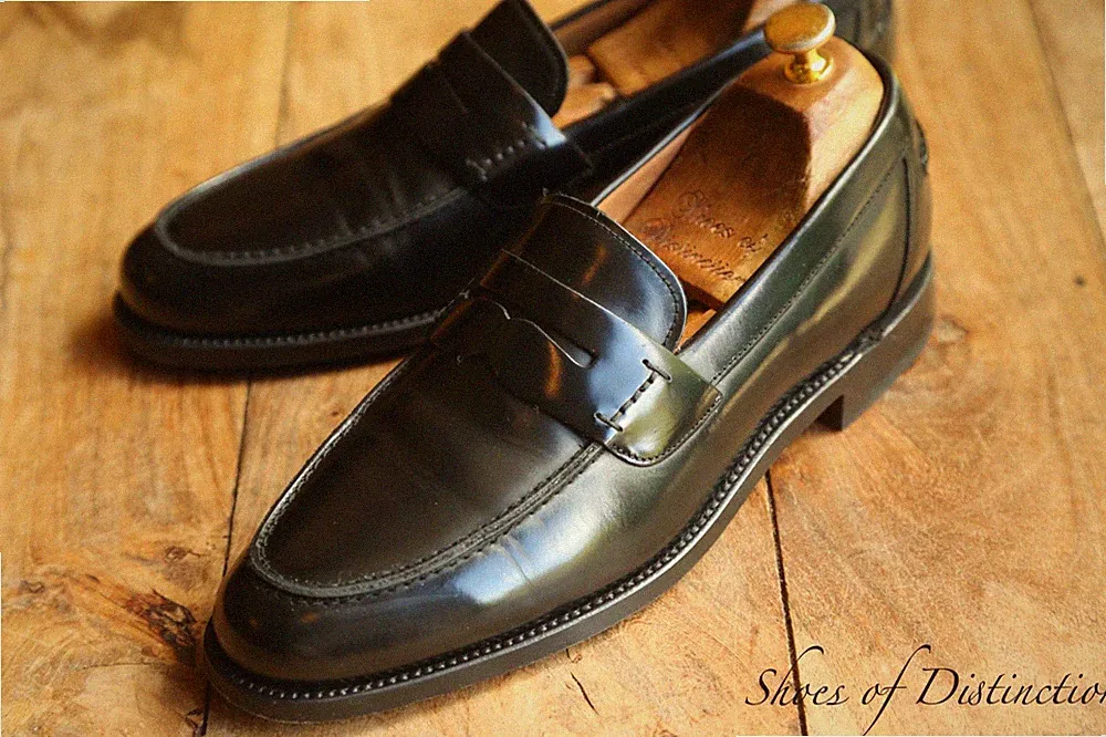 Loake Schwarz Leder Penny Schuhe Halbschuhe Herren UK 8 F US 9 EU 42