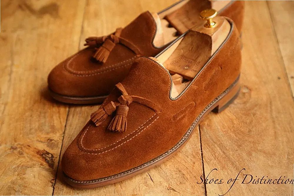Loake Shoemaker Lincoln braune Wildlederschuhe mit Quasten Halbschuhe Herren...