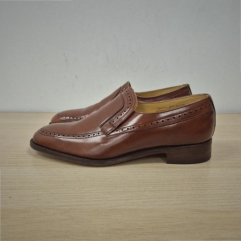 Loake Vintage Coniston braun Leder Mokassin Halbschuhe Slipper elegante Schuhe UK 8