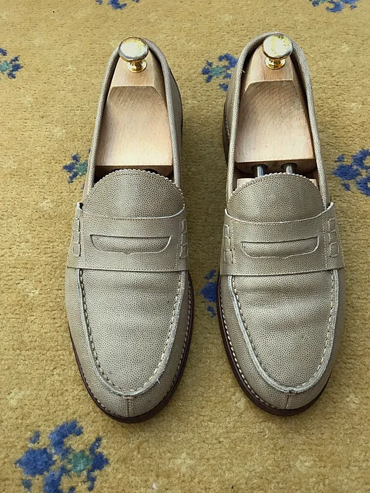 Lobbs Original Modelle Halbschuhe Schuhe Beige Penny Leder Herren UK 9,5 US 10,5 43,5