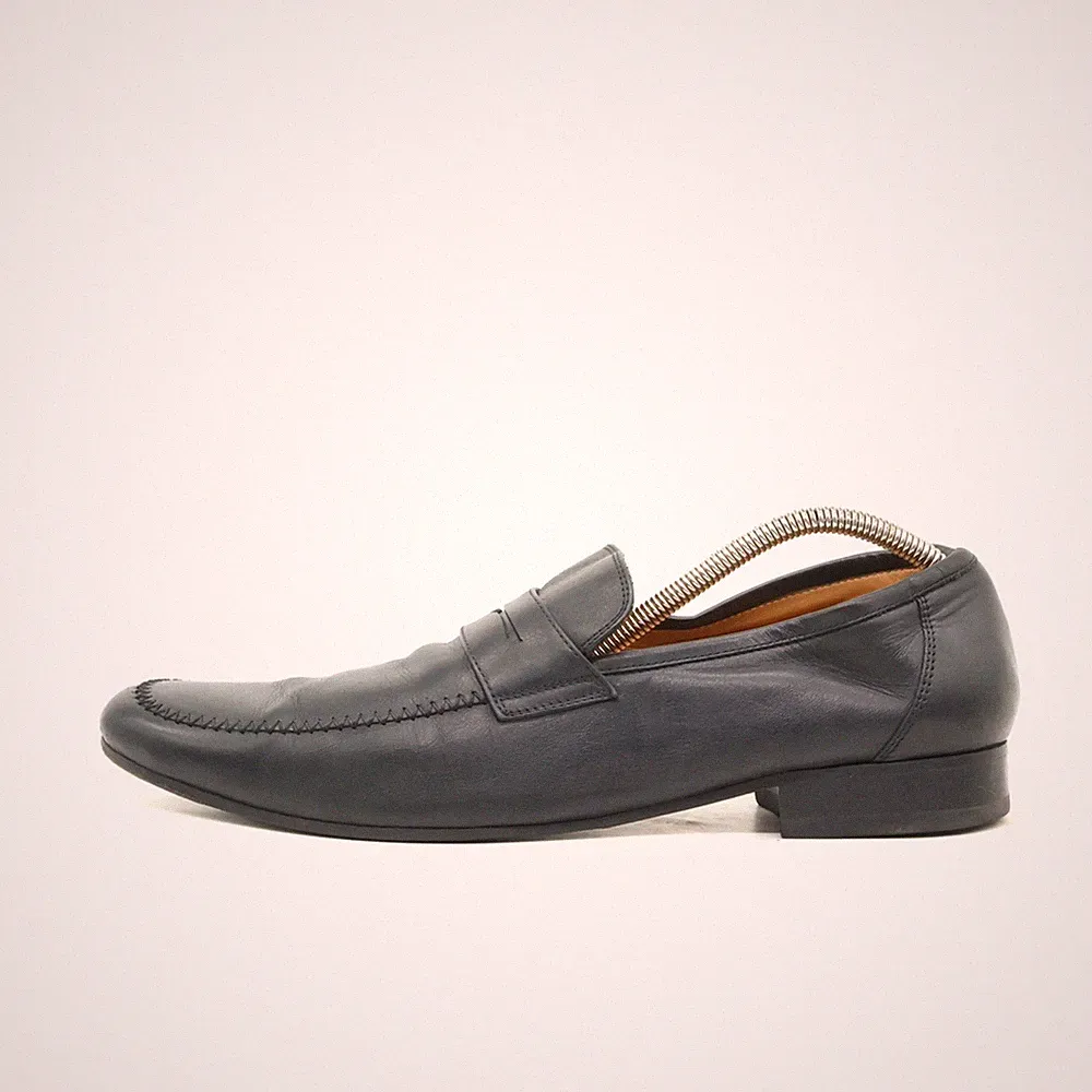 Loding Herren Penny Loafer Businessschuhe Schwarz Leder Komfortabel Schuhe EU 43