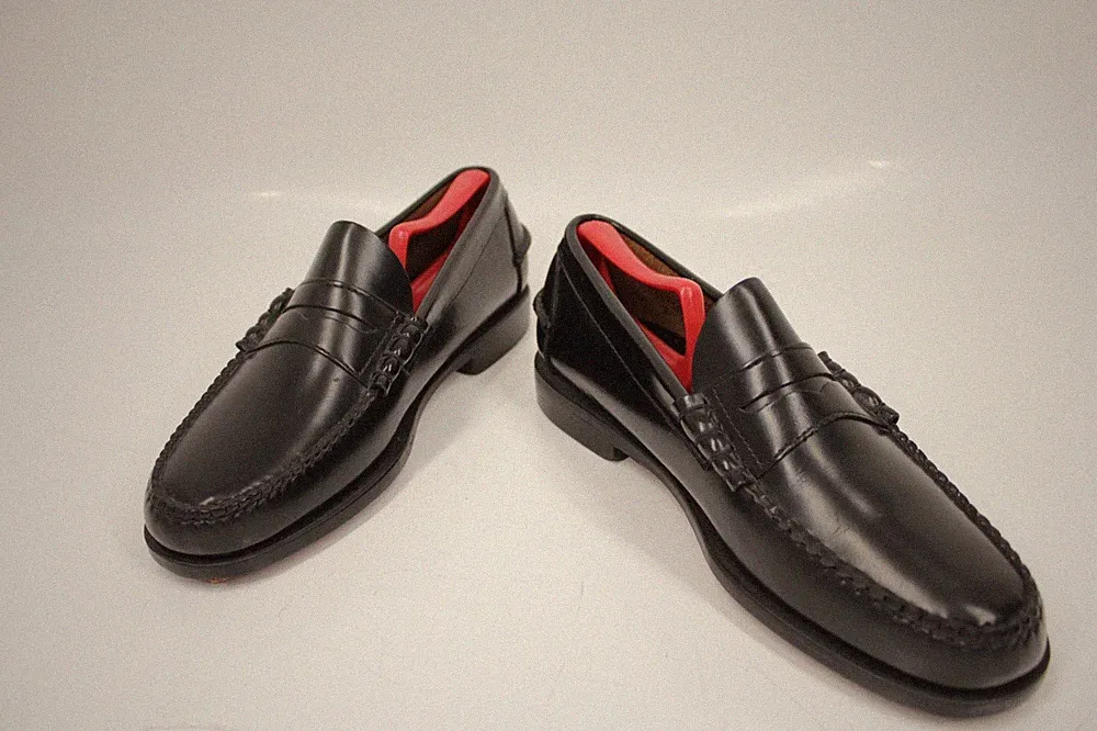 Lorens Handsewn Moccasin Penny Loafer Schwarz Leder Made in USA 10W UK9 EU 43,5
