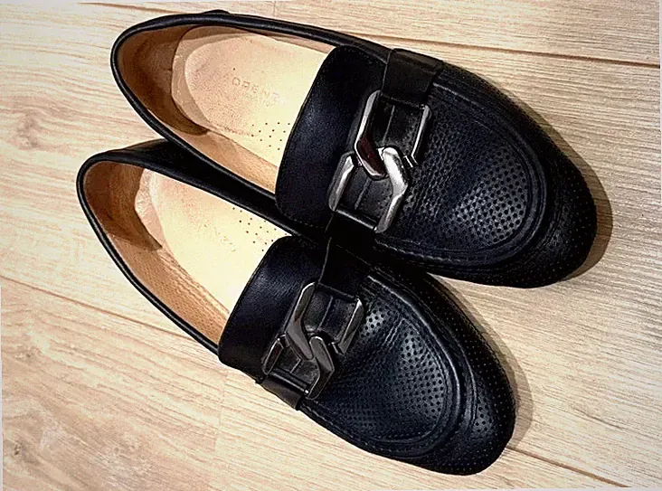 LORENZO Schwarze Leder-Loafer/Mokassins für Damen, Herbst/Frühling, Größe 39