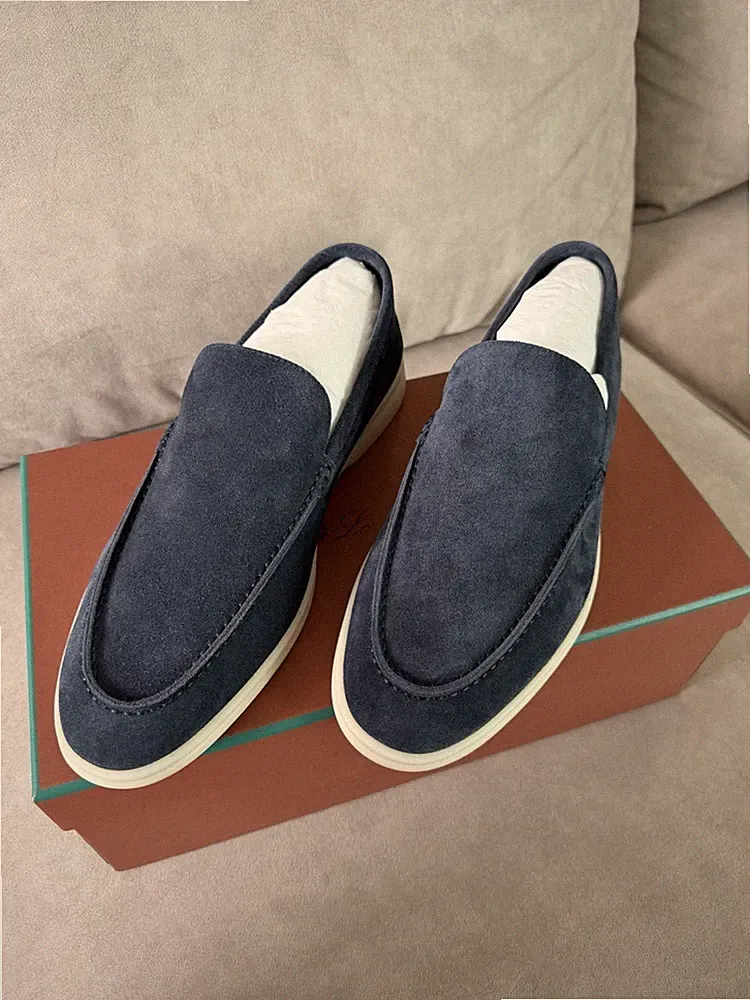LORO PIANA Mokassins SUMMER WALK LOAFER 42 SUEDE NAVY BLUE ORIGINAL