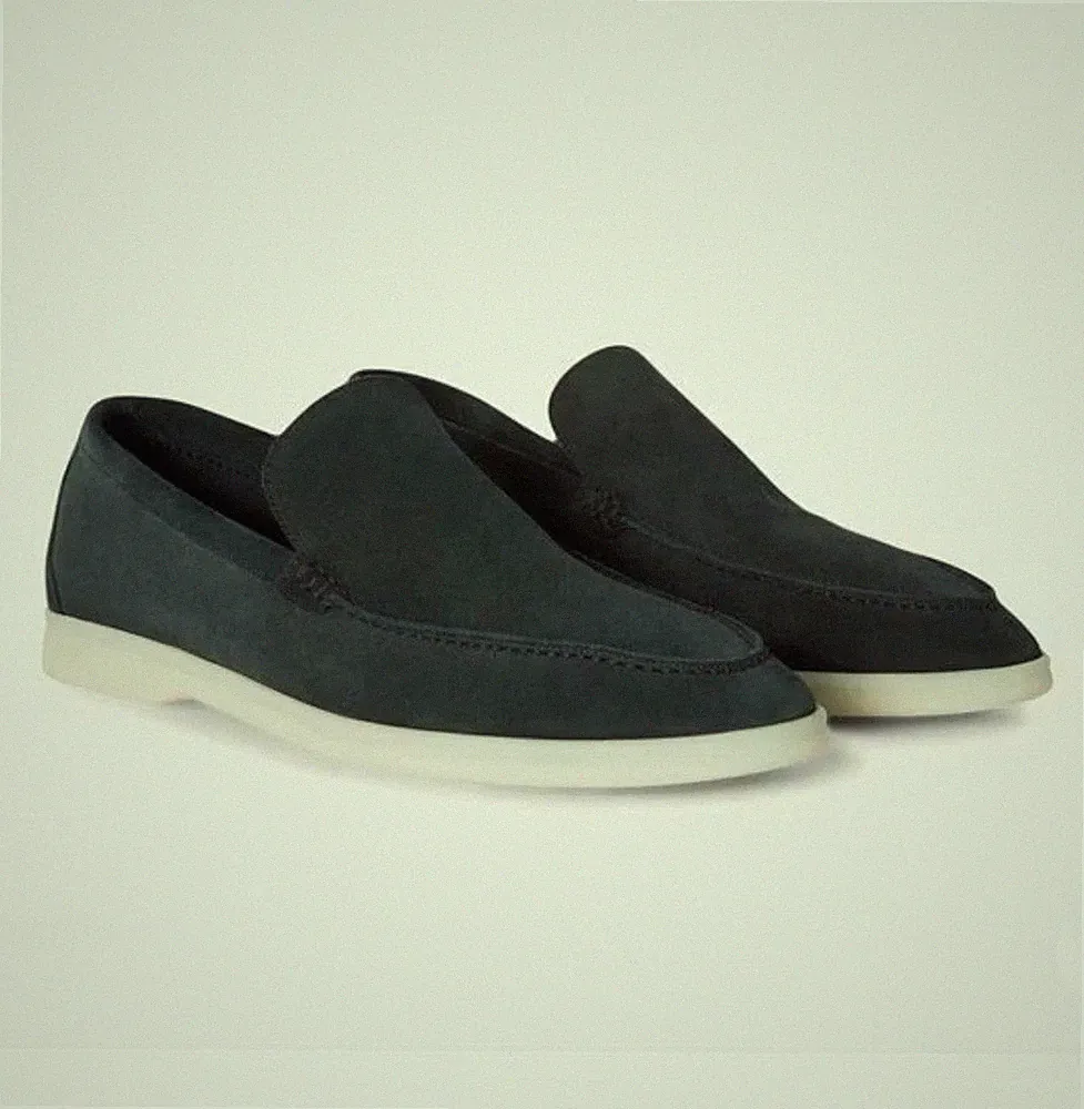 Loro Piana Sommer Walk Halbschuhe dunkelgrün Wildleder Slipper Gr. UK9,5
