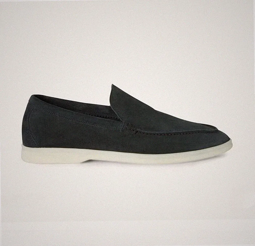 Loro Piana Sommer Walk Halbschuhe dunkelgrün Wildleder Slipper Größe EU 43,5