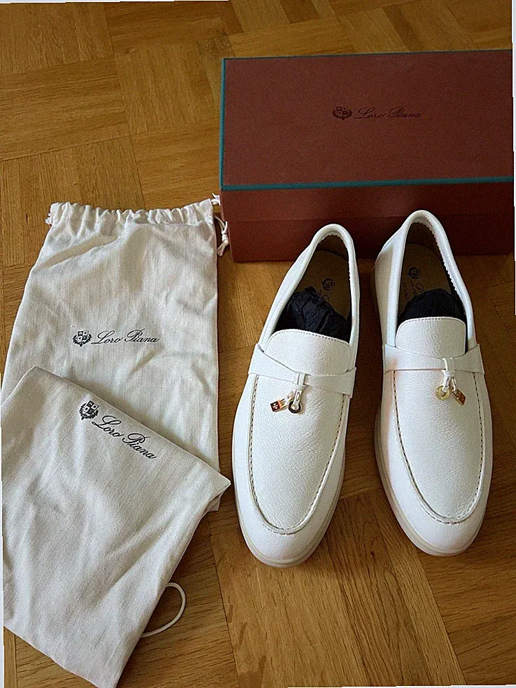 Loro Piana Summer Charms Walk Loafer Cremeweiß 42 Neu