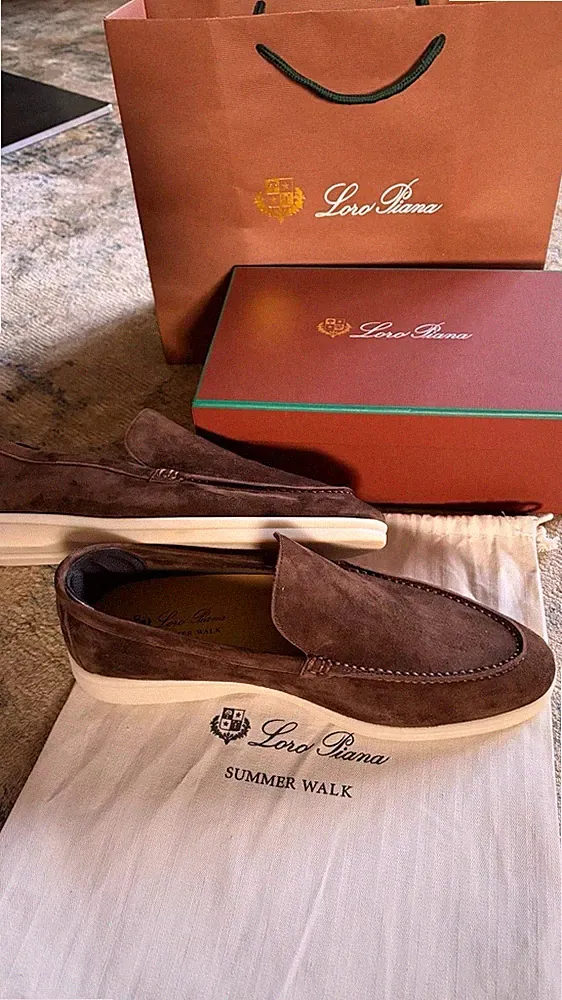 Loro Piana Summer Walk Herren Slipper Wildleder Braun EU 42