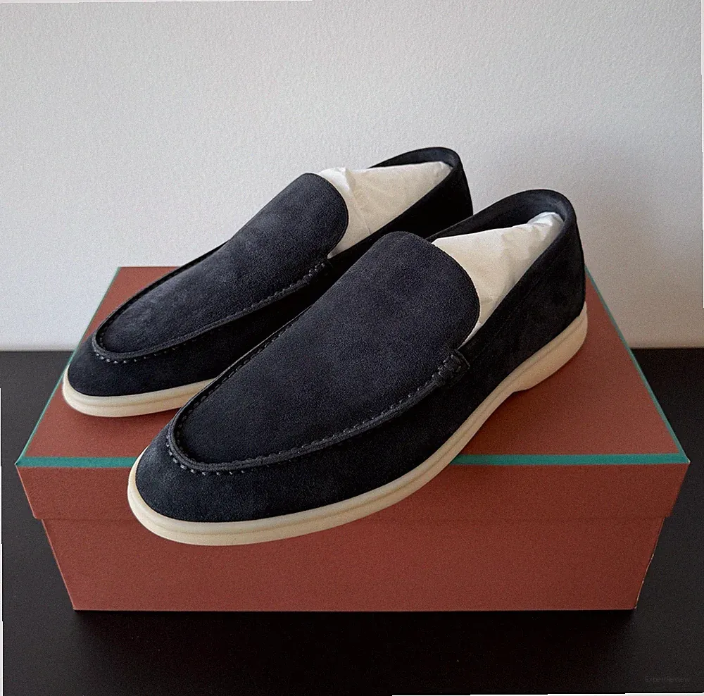 Loro Piana Summer Walk Schuhe Loafer 42 Caviar Black Deep Blue Blau Neu