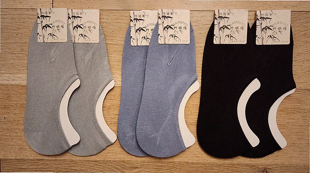 Lot of 6 Pairs Bamboo Nonslip Men's Loafer Socks (H3002)