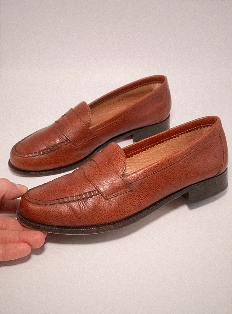 Lottusse Penny Loafer Slipper Gr. 5 - EU38 Genarbtes Leder Braun NP: 350€