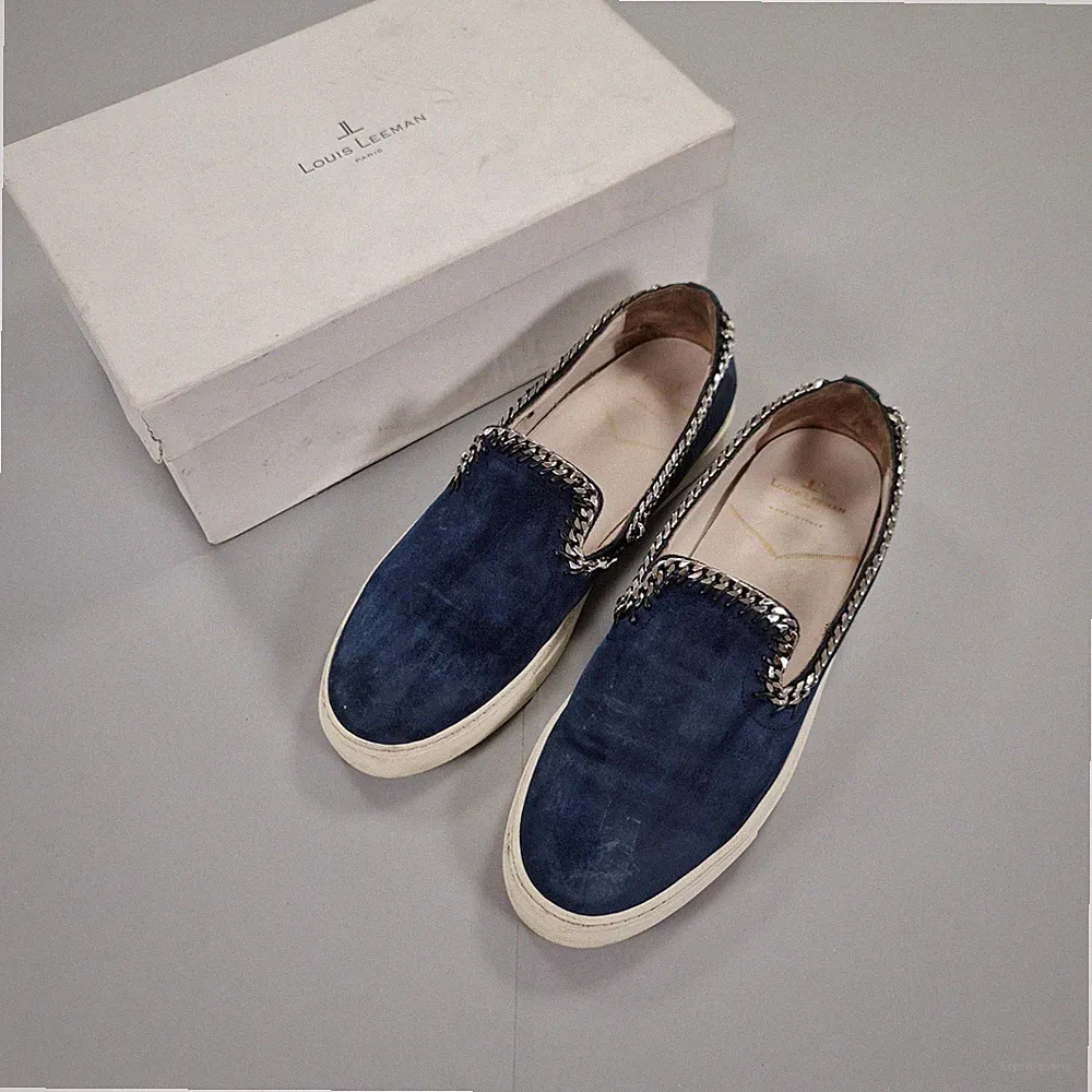 Louis Leeman Herren Halbschuhe Blau 44 Wildleder Obermaterial Kette Slipper 10 UK