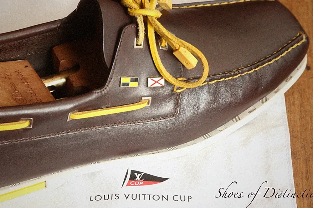 Louis Vuitton America Cup Braun Leder Boot Deck Schuhe Halbschuhe Herren UK 1...