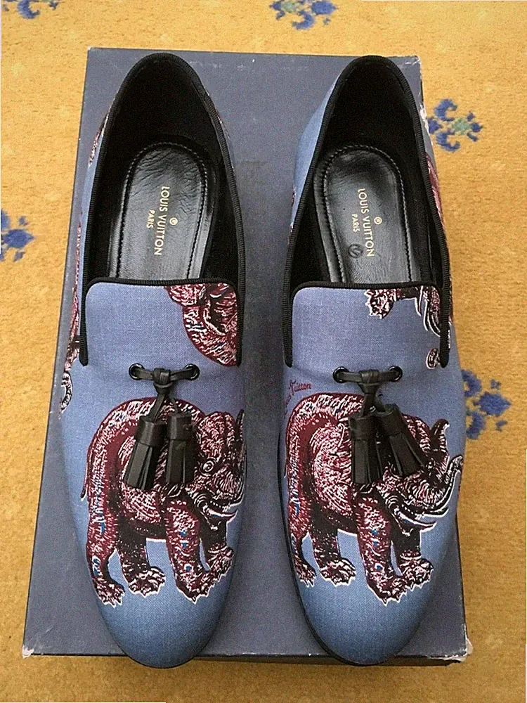 Louis Vuitton Auteuil Chapman Blau Schuhe Halbschuhe Hausschuhe Herren UK 7 US 8 41 Neu