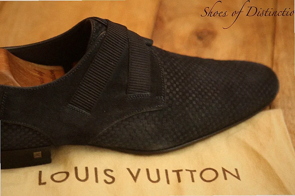 Louis Vuitton Blau Nubuk Silber Schnalle Halbschuhe Schuhe Herren UK 7 US 8 EU 41