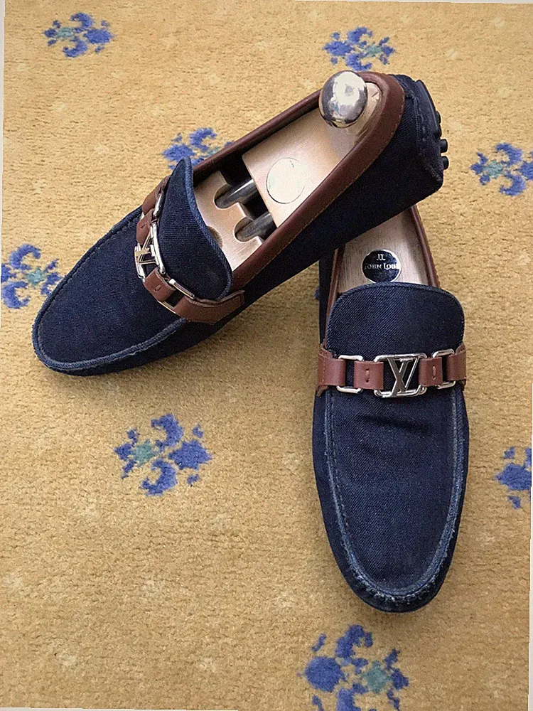 Louis Vuitton Halbschuhe Schuhe Hockenheim Driver Blau Denim Herren UK 7,5 US 8,5 41,5