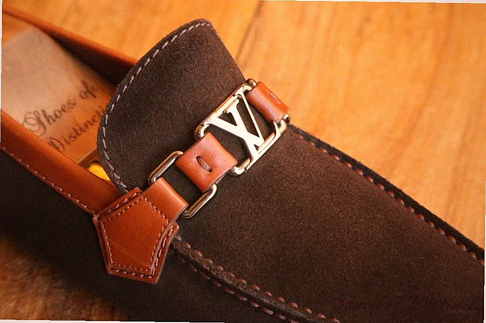 Louis Vuitton Hockenheim Braun Wildleder Silber Halbschuhe Herren UK 6 US 7 UVP 595£