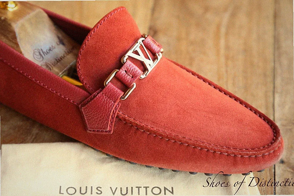 Louis Vuitton Hockenheim Burgund Rot Wildleder Schuhe Halbschuhe Herren UK...