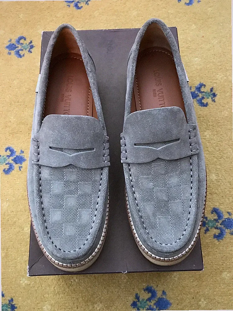 Louis Vuitton Loafer Schuhe Lodge Damier Wildleder Deck Bootfahren Herren UK 7 US 8 41 Neu
