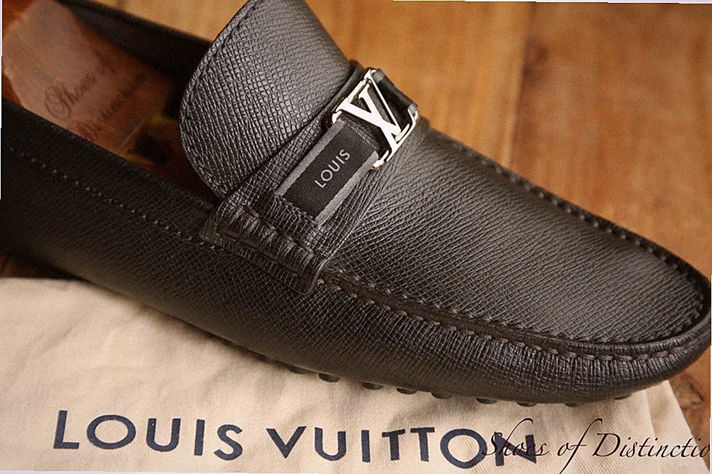 Louis Vuitton LV Hockenheim Schwarz Leder Halbschuhe Schuhe Herren UK 8 US...