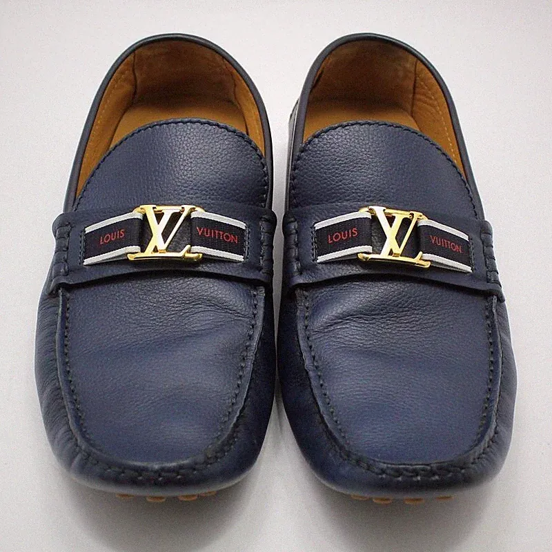 Louis Vuitton Mokassin dunkelblau goldfarben LV Logo Hockenheim 46882945 [U]
