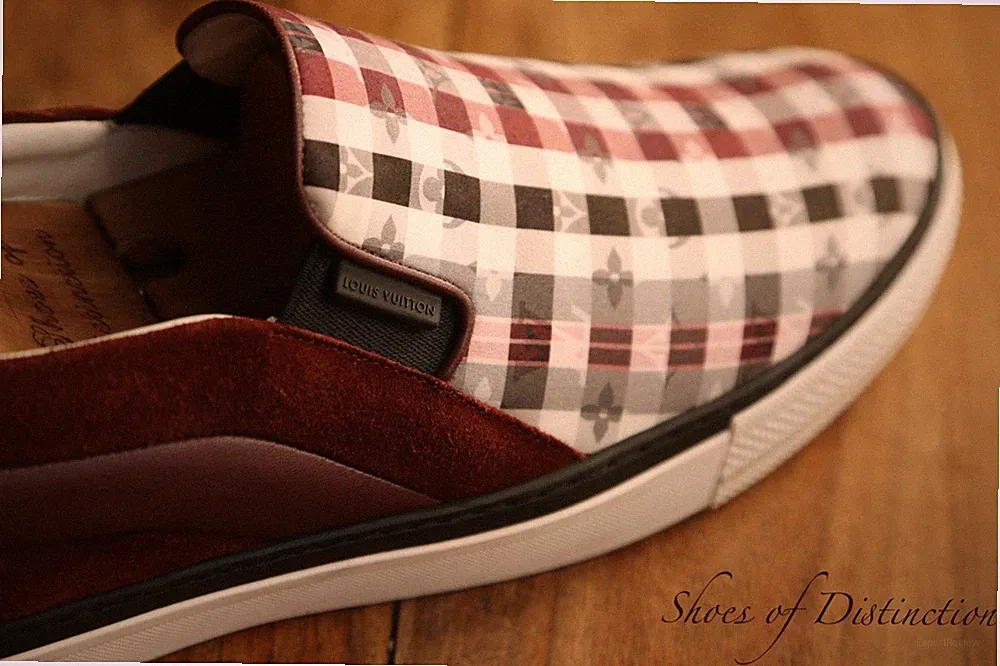Louis Vuitton Monogram Burgund Leder Turnschuhe Halbschuhe Espadrilles Herren UK 8