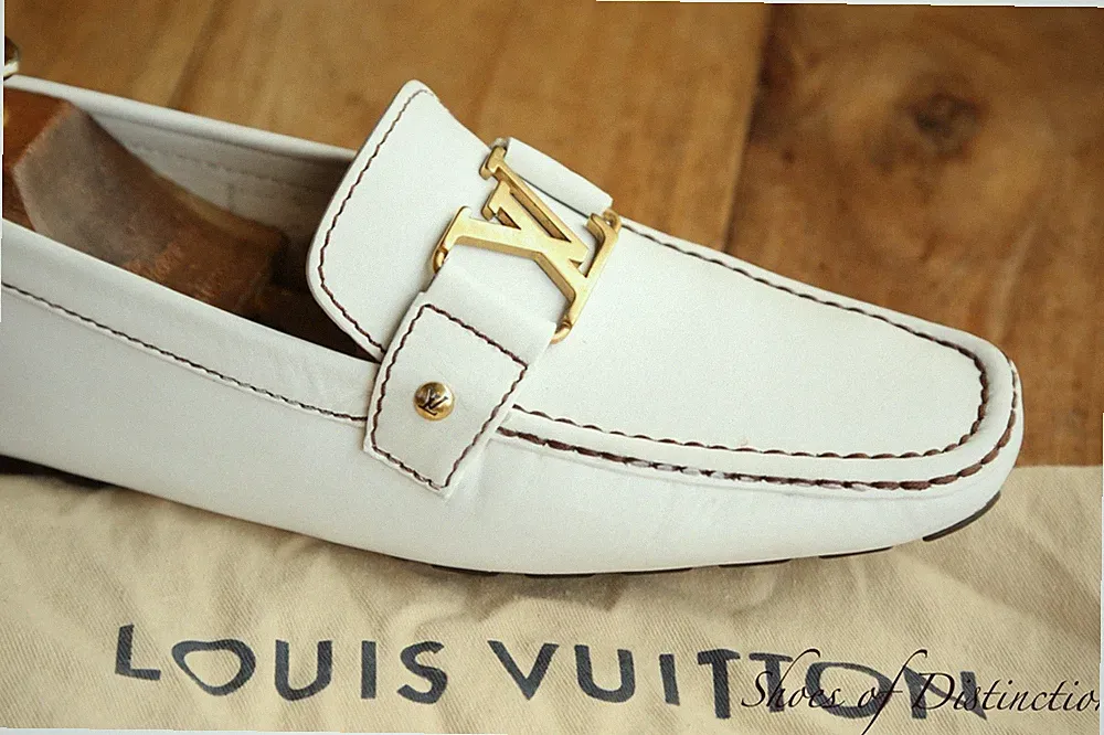 Louis Vuitton Monte Carlo Weiß Leder LV Bit Halbschuhe Schuhe Herren UK 8,5...
