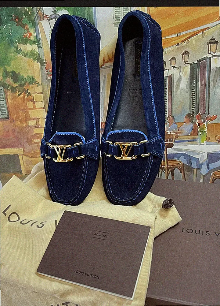 Louis Vuitton Schuhe 41 Royalblau Königsblau Wildleder Loafer