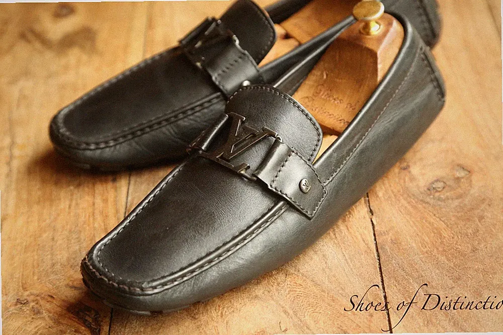Louis Vuitton Schwarz Leder Monte Carlo Halbschuhe Schuhe Herren UK 11 US 12...