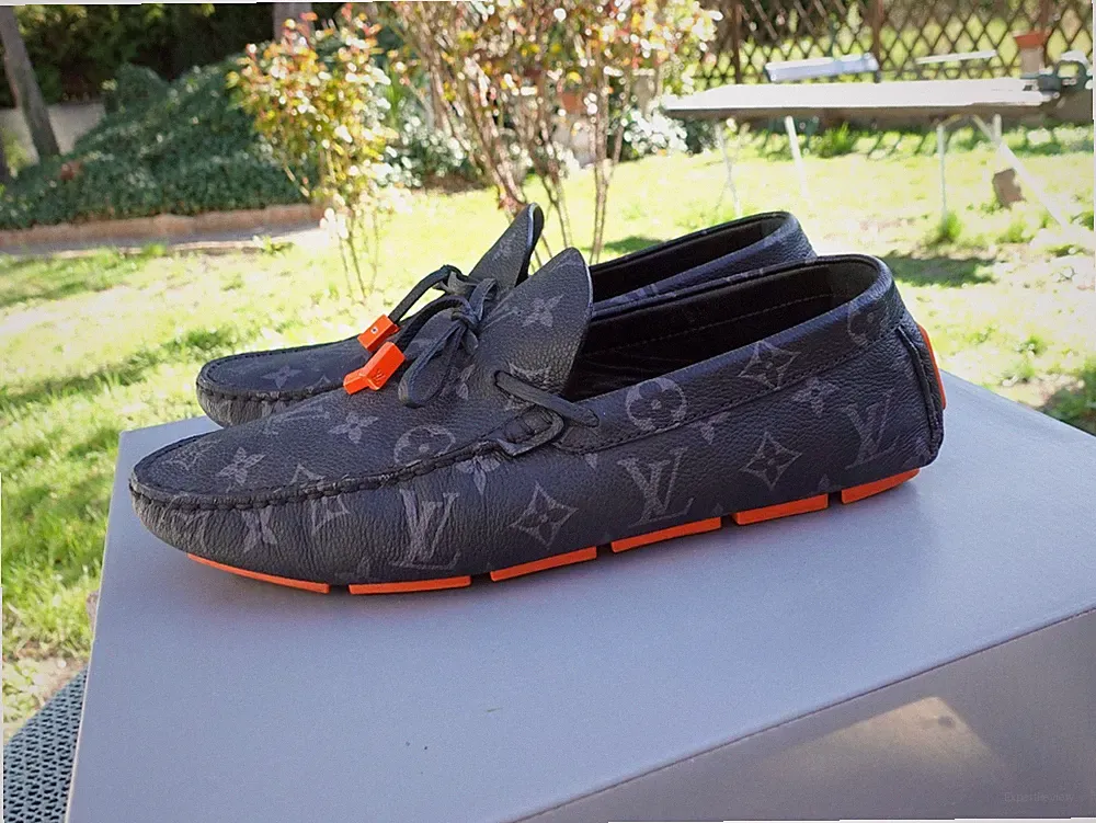 LOUIS VUITTON SHOES 42 lv 8 loafers loafer slipper black orange moccasins