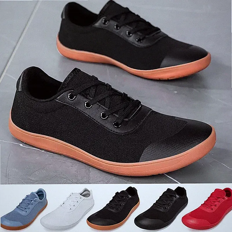 Low Top Freizeitschuhe Mesh Herren Canvas Schuhe Weite Spitze Barfuß Männer Halbschuhe UK11,5