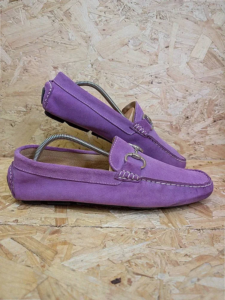 Luciano Di Roma Wildleder Lila Halbschuhe Fahrschuhe Made Italy Slipper 9 UK 43 EU