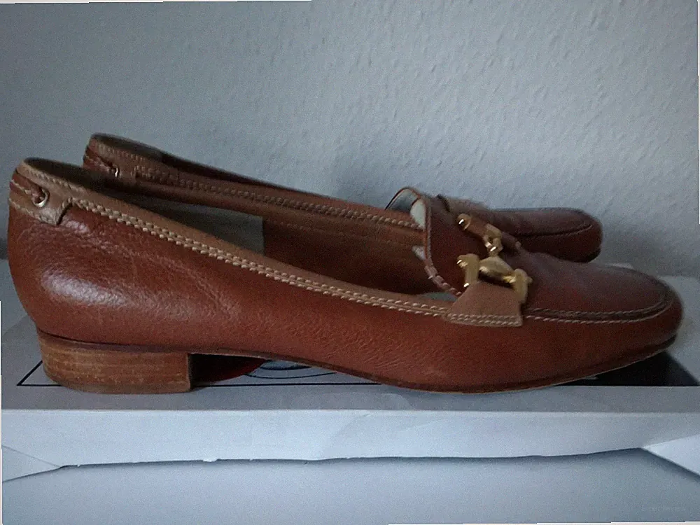 Ludwig Görtz Loafer Pumps, Gr. 39, braun Leder