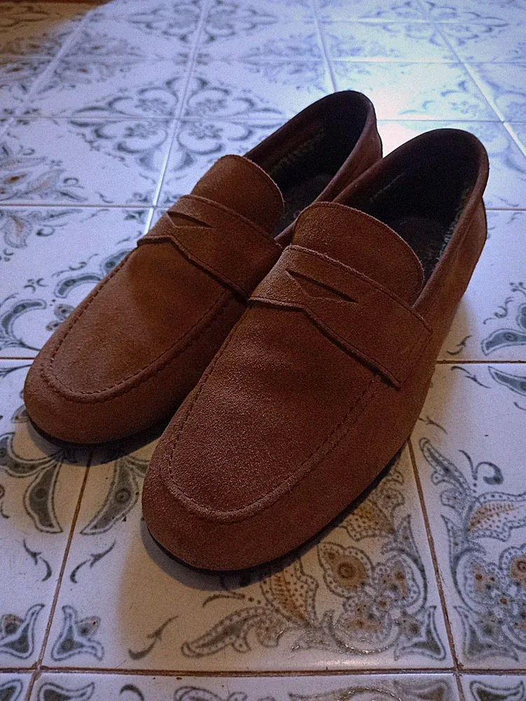 Luis Gonzalo Penny Loafer Halbschuhe 41 / 41,5 Wildleder Braun Beige Khaki...