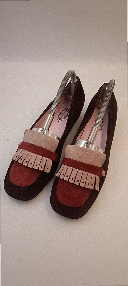Lulu Guiness braune und rote Wildleder-Halbschuhe Damengröße 7
