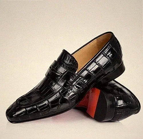 Luxus handgefertigte schwarze Leder Mokassins Herren formelle elegante Schuhe mit Krokodil