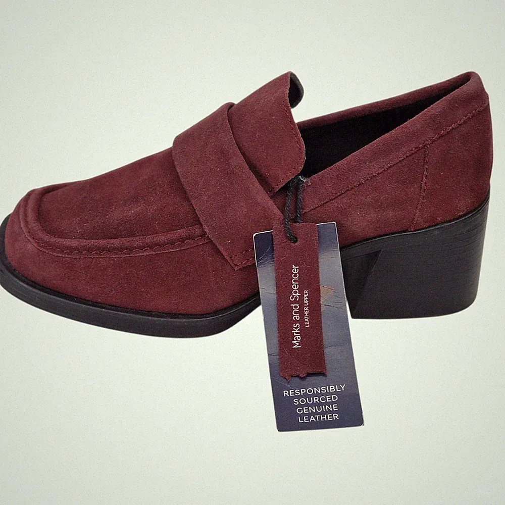 M&S Collection Damen-Halbschuhe Wildleder Blockabsatz UVP 55,00 £