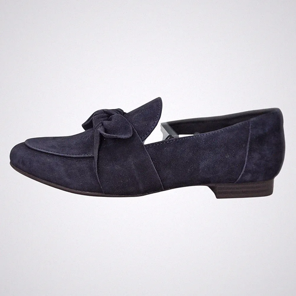 M&S COLLECTION flache Damen-Halbschuhe weite Passform Wildleder Schleife UVP 45,00 £