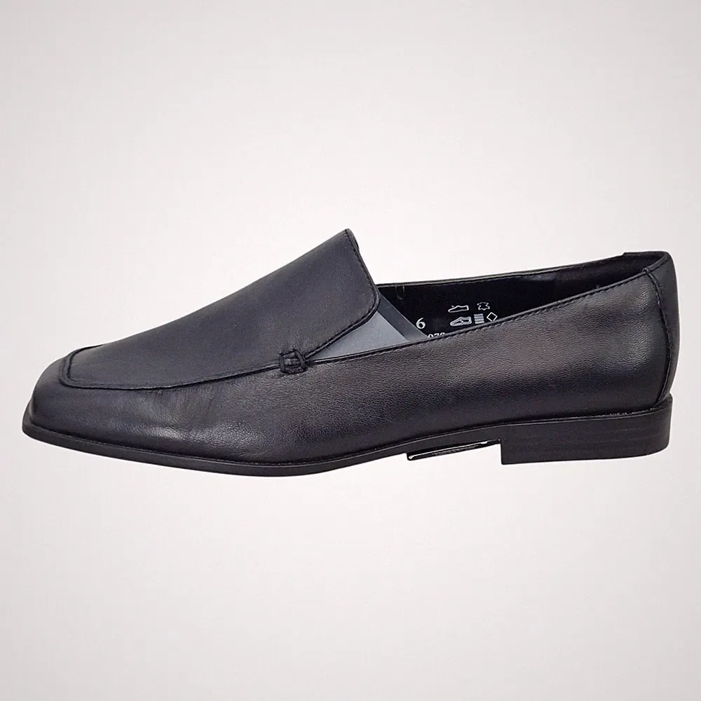 M&S Collection schwarze Damen-Halbschuhe aus Leder mit eckiger Zehenpartie UVP 49,50 £