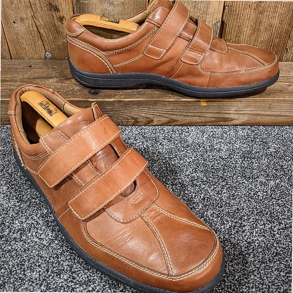 M&S Herren hellbraun Leder Schuhe UK 10 Airflex Touch Verschluss Hakenschlaufe Smart Freizeit Co