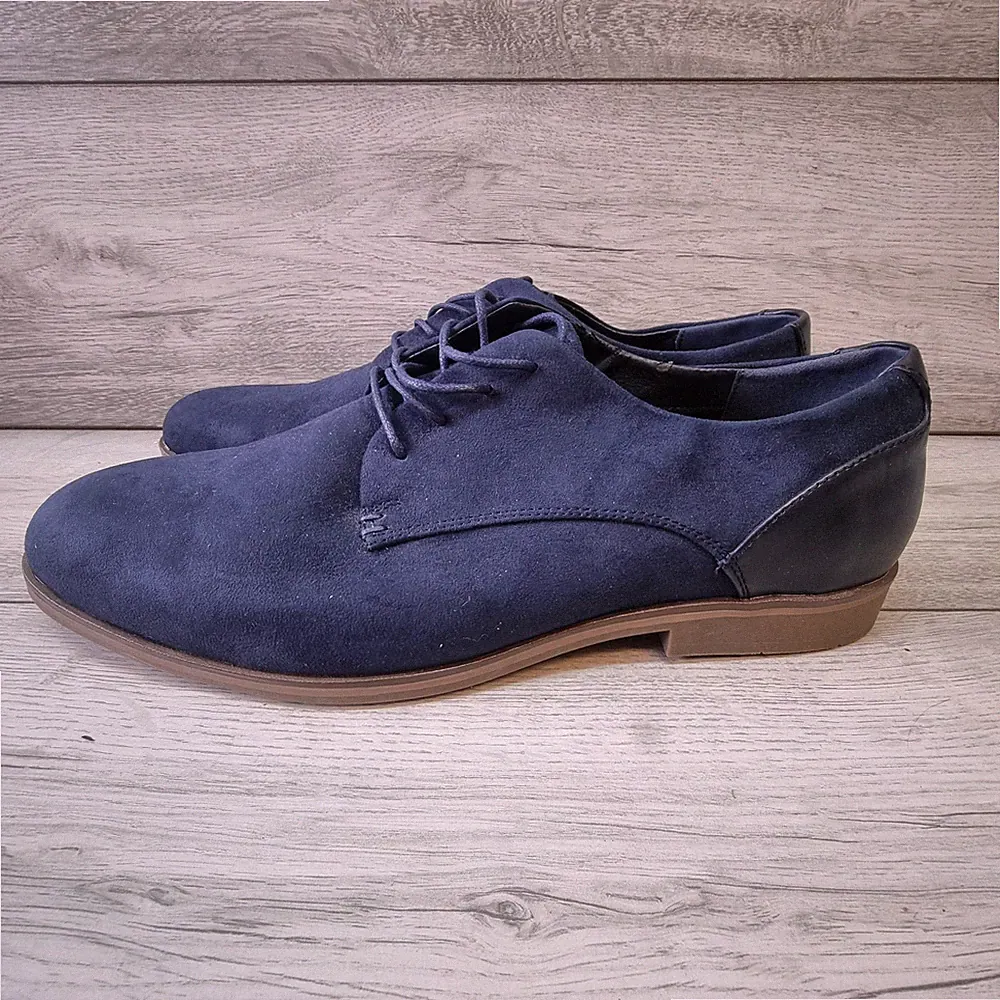 M&S Herren Navy Blau Wildleder Schuhe Leder Smart Freizeit Schnürsenkel UK 11 EU 46
