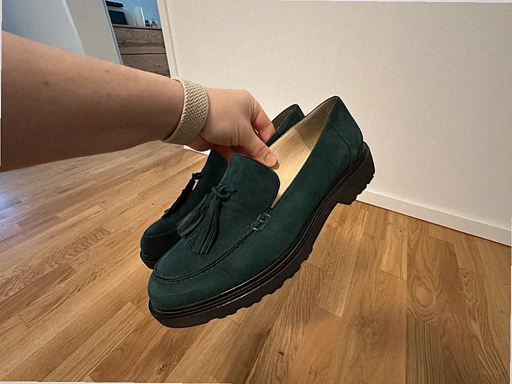 MADELEINE Elegante Tassel-Loafer Gr. 39 | Smaragdgrün Veloursleder | Top Zustand